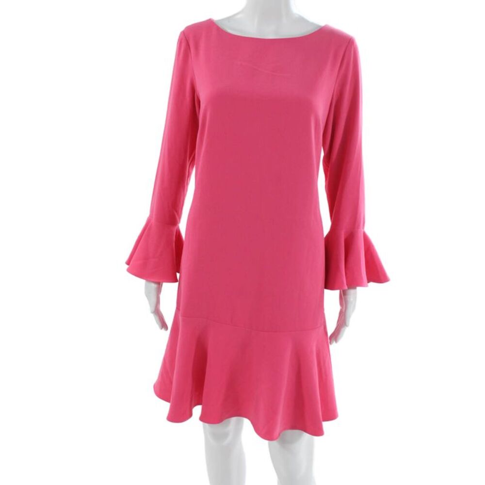 STS Sail To Sable Women Pink Shift Dress Long Sleeve Boat Neck Size 10